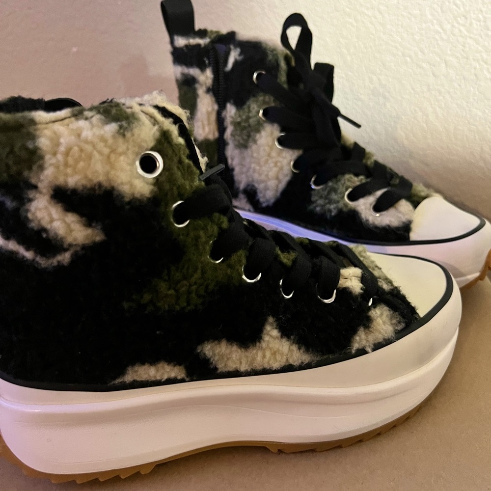 Steve Madden Shaft-F Camo Fur Platform Sneakers